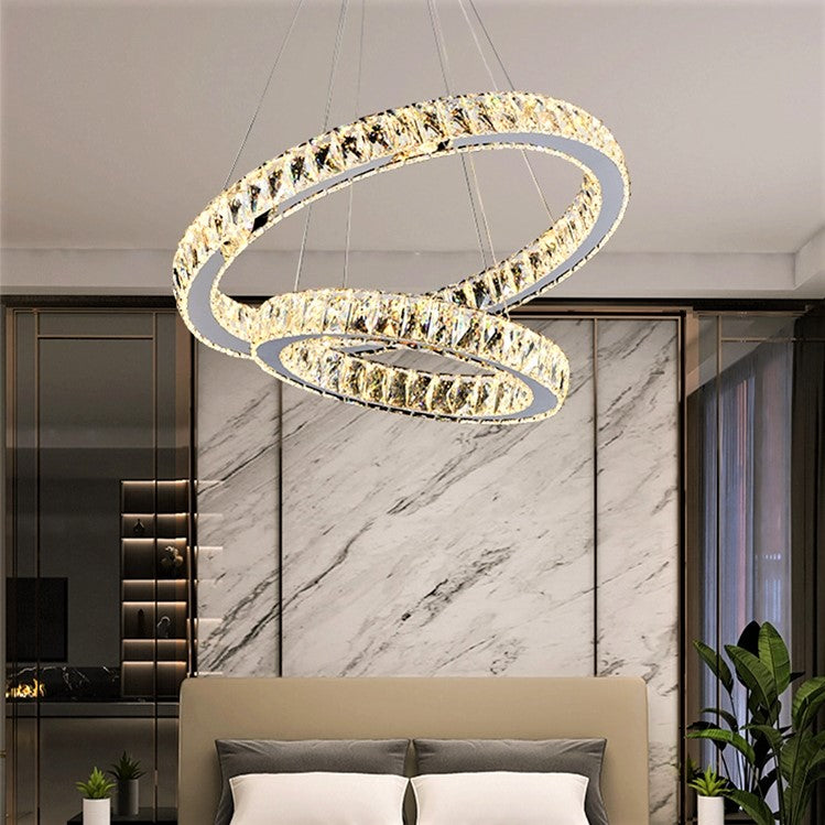 LED осветително тяло кристал 2 сегмента с дистанционно, еквивалент 600W