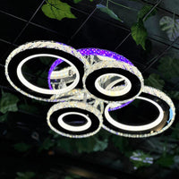 LED осветително тяло 4 CIRCLE кристал Chrome RGB еквивалент 500W с дистанционно
