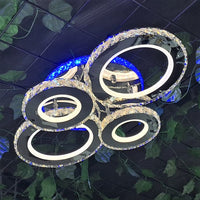 LED осветително тяло 4 CIRCLE кристал Chrome RGB еквивалент 500W с дистанционно