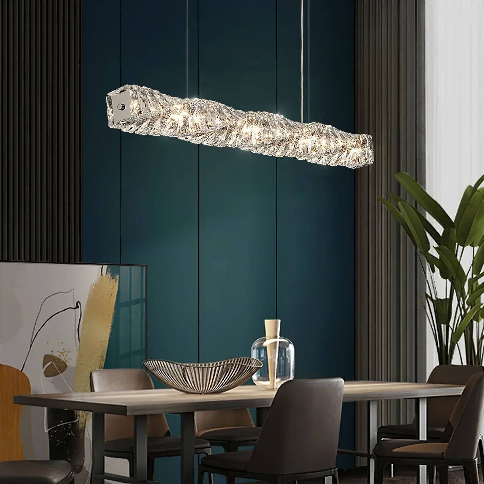 LED осветително тяло 38W Cristal WAVE сребристо с дистанционно