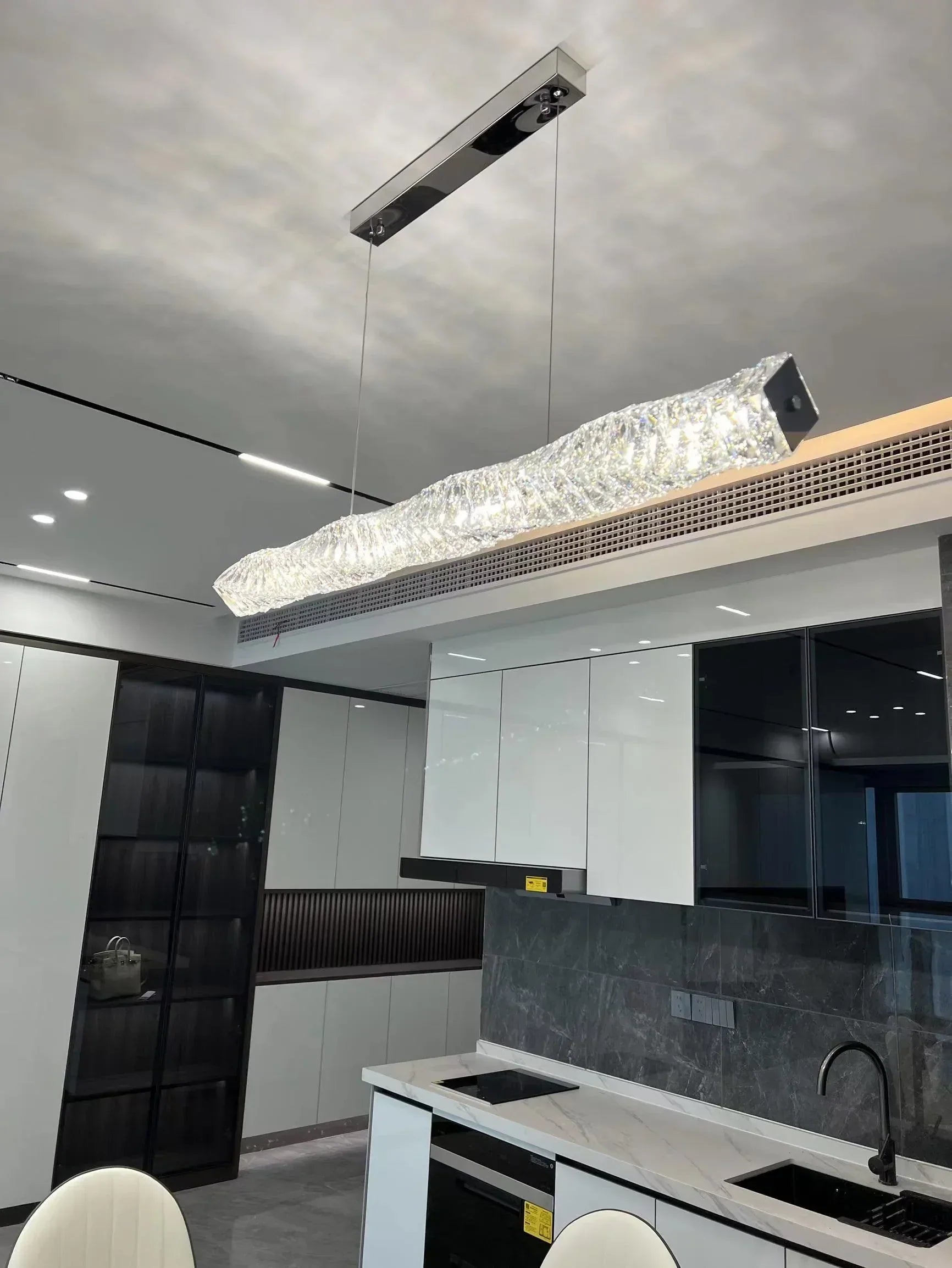 LED осветително тяло 38W Cristal WAVE сребристо с дистанционно