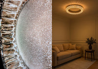 LED осветително тяло Сребристо Glamour Round CRISTAL с дистанционно