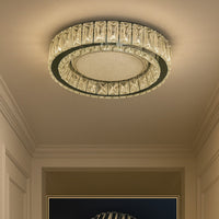 LED осветително тяло Сребристо Glamour Round CRISTAL с дистанционно