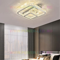 Осветително тяло LED CROWN Square Chrome Cristal Еквивалент 600W Дистанционно