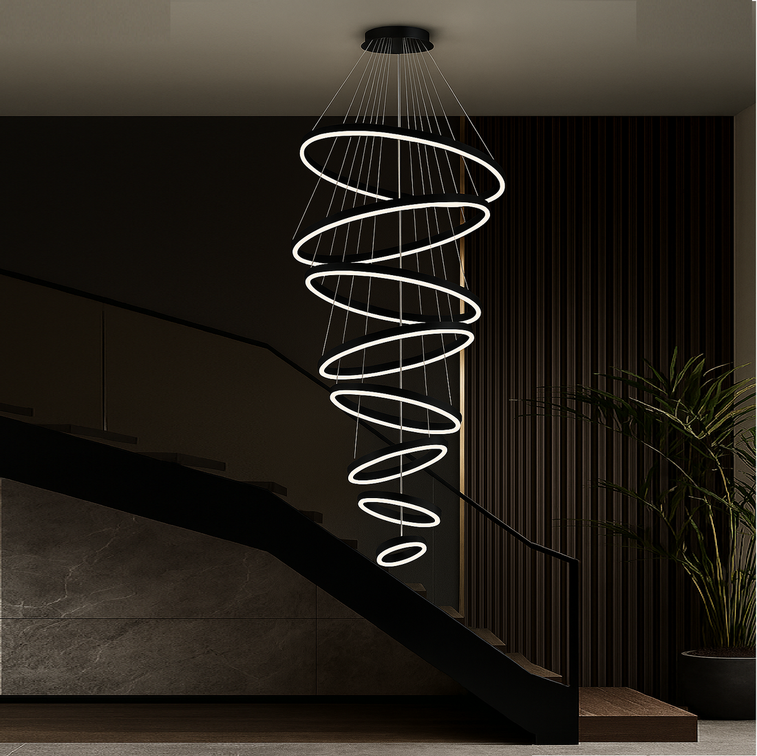 LED осветително тяло WONDERLAND Luxury Black 8 сегмента еквивалент 3000W