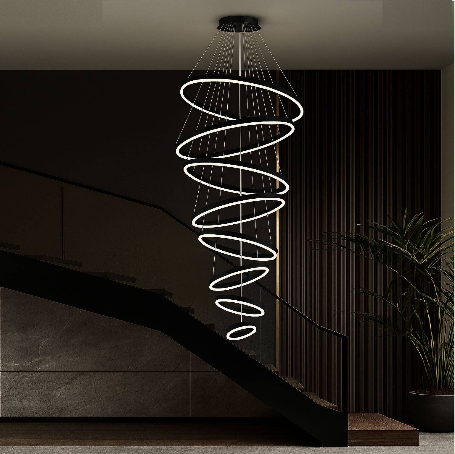 LED осветително тяло WONDERLAND Luxury Black 8 сегмента еквивалент 3000W