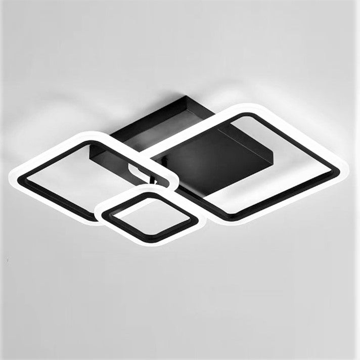 LED осветително тяло 88W Three Square Black SMART еквивалент 400W с дистанционно