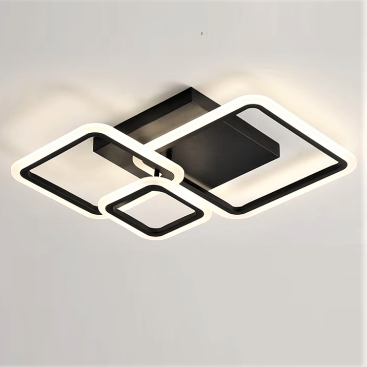 LED осветително тяло 88W Three Square Black SMART еквивалент 400W с дистанционно