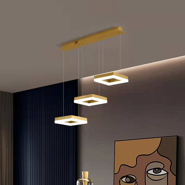 LED осветително тяло пендел Squares златист Еквивалент 400W с дистанционно