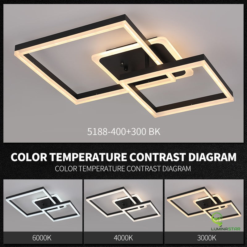 LED осветително тяло TWO SQUARE Black еквивалент 600W с дистанционно