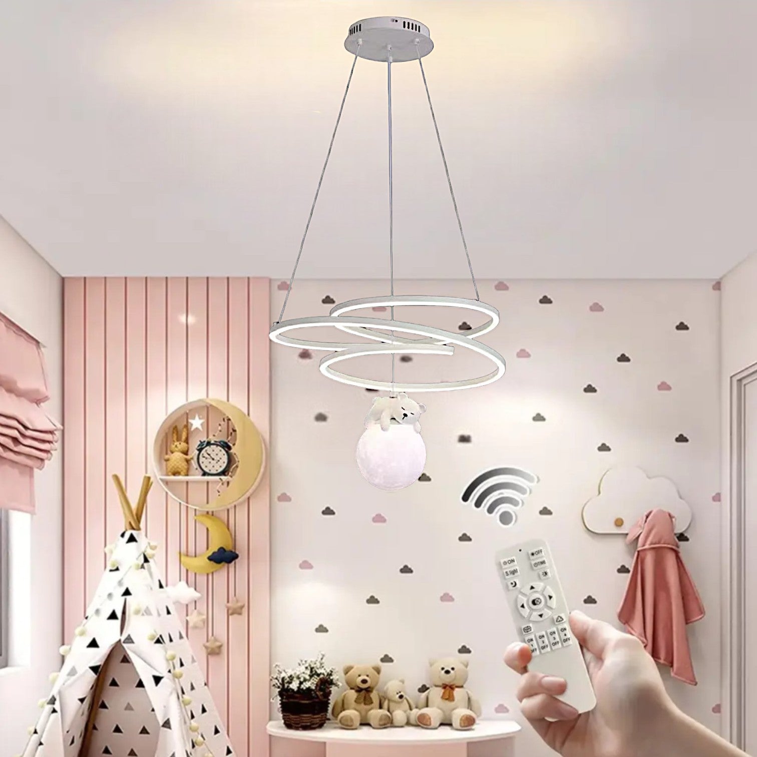 LED осветително тяло Sleepy Teddy за детска стая, еквивалент 500W, с дистанционно