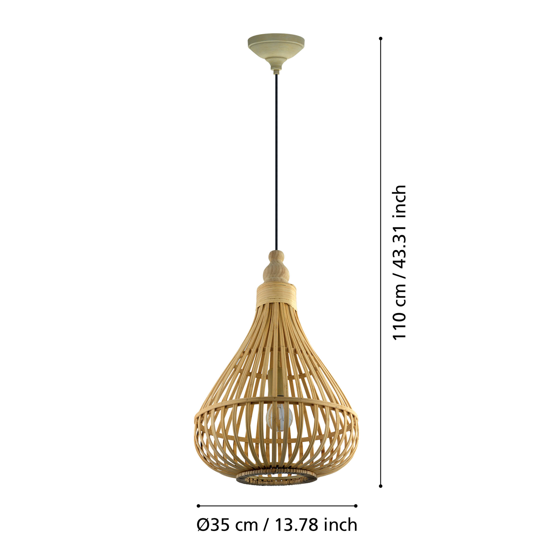 Lustra LED Suspendata AMSFIELD Wood Style EGLO 49772 LEMN / SUSPENDATE Lighting Fixtures