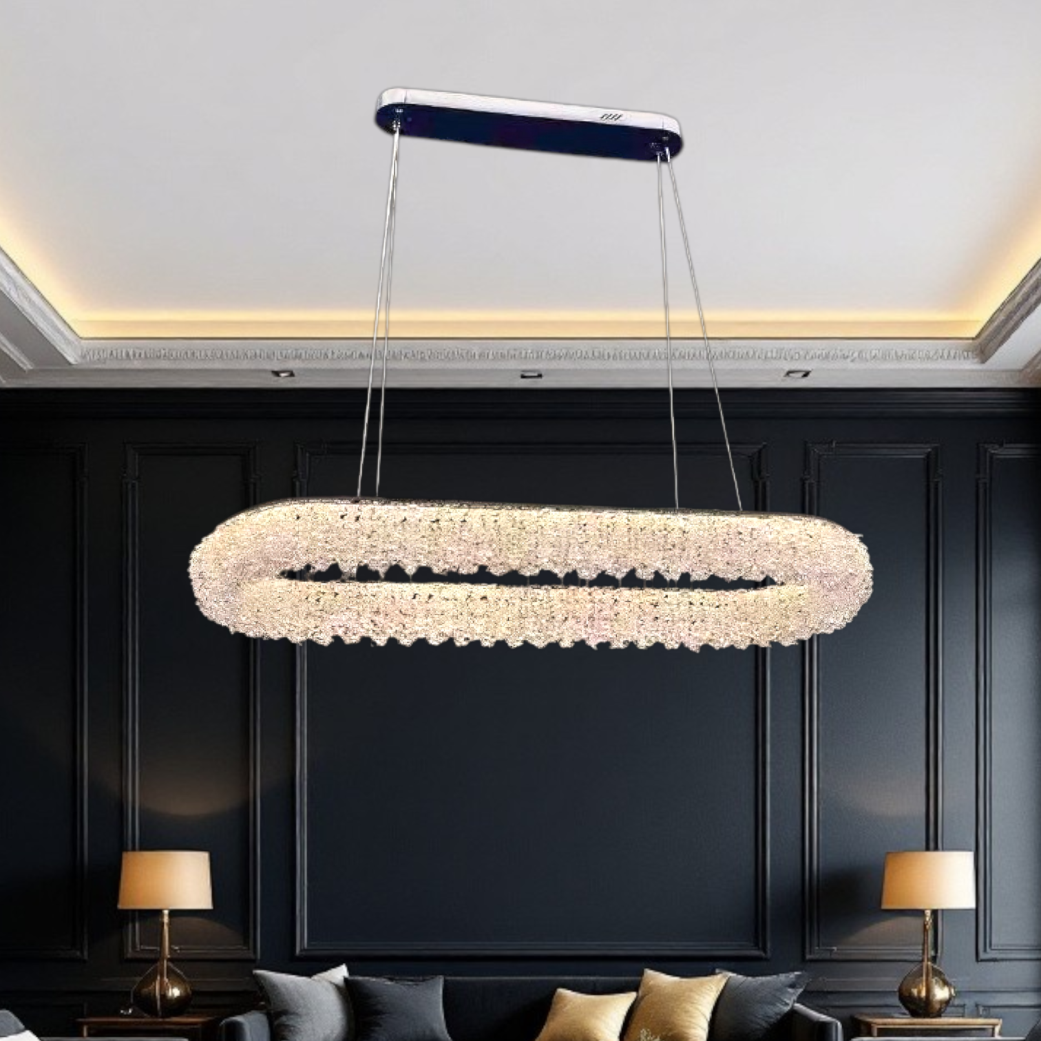 LED осветително тяло висящо Chrome Crystal Sponge 80x30cm Еквивалент 800W