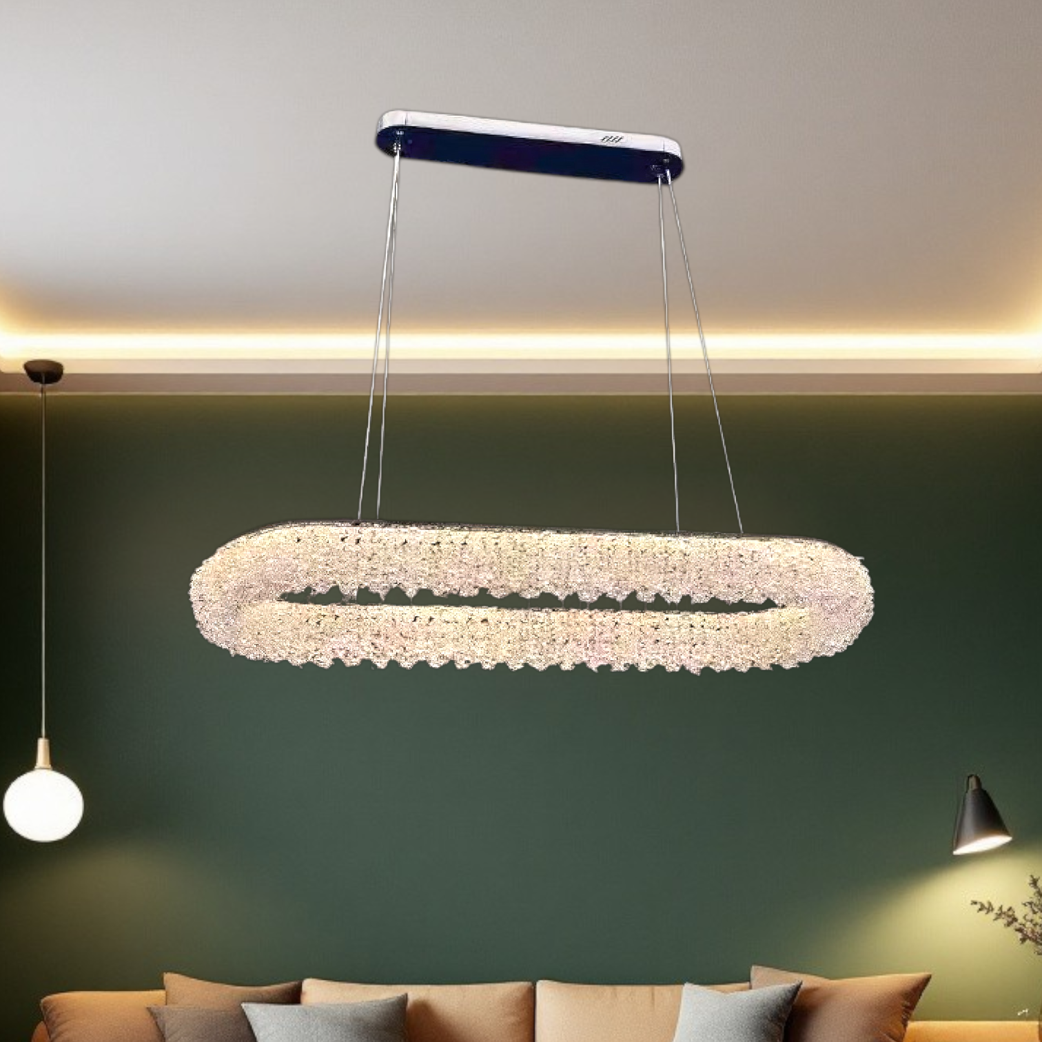 LED осветително тяло висящо Chrome Crystal Sponge 80x30cm Еквивалент 800W