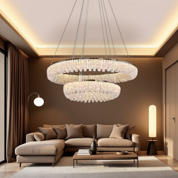 LED осветително тяло висящо Chrome Crystal Sponge 2 кръгли сегмента