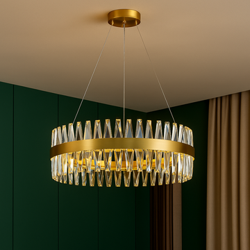 LED осветително тяло висящо Bijoux Gold Cristal дистанционно 60CM