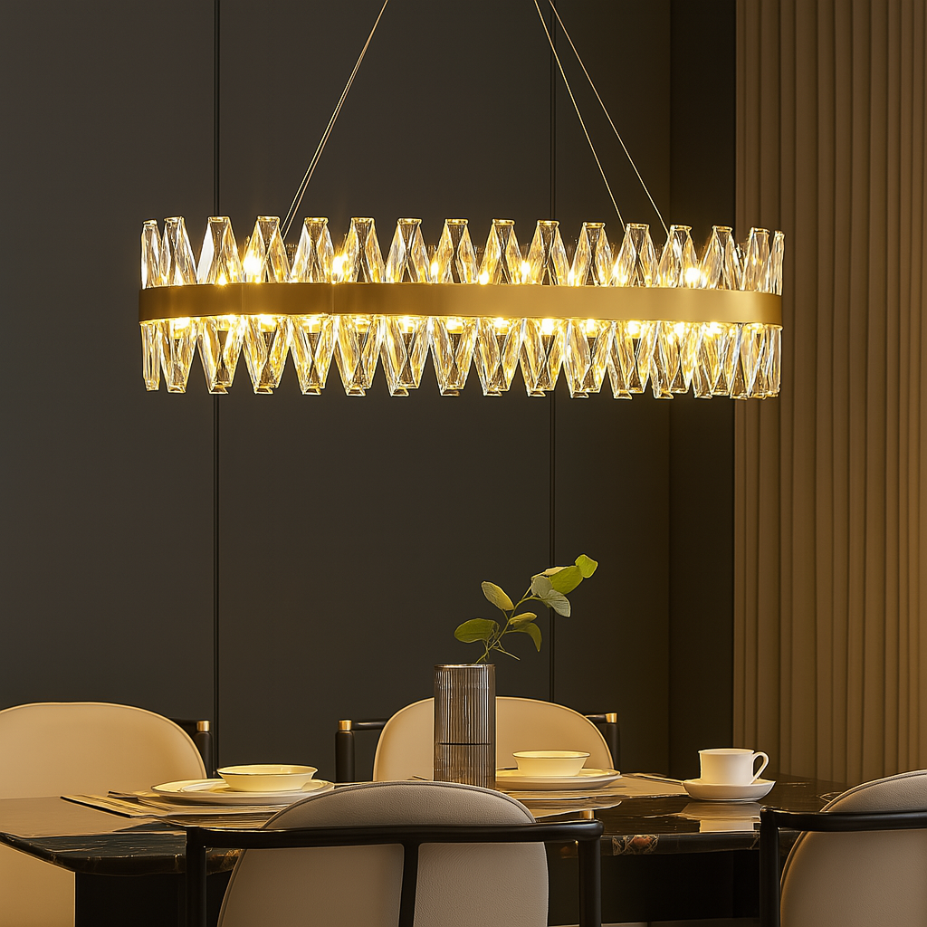 LED осветително тяло висящо Bijoux Gold кристал без дистанционно 75x30CM