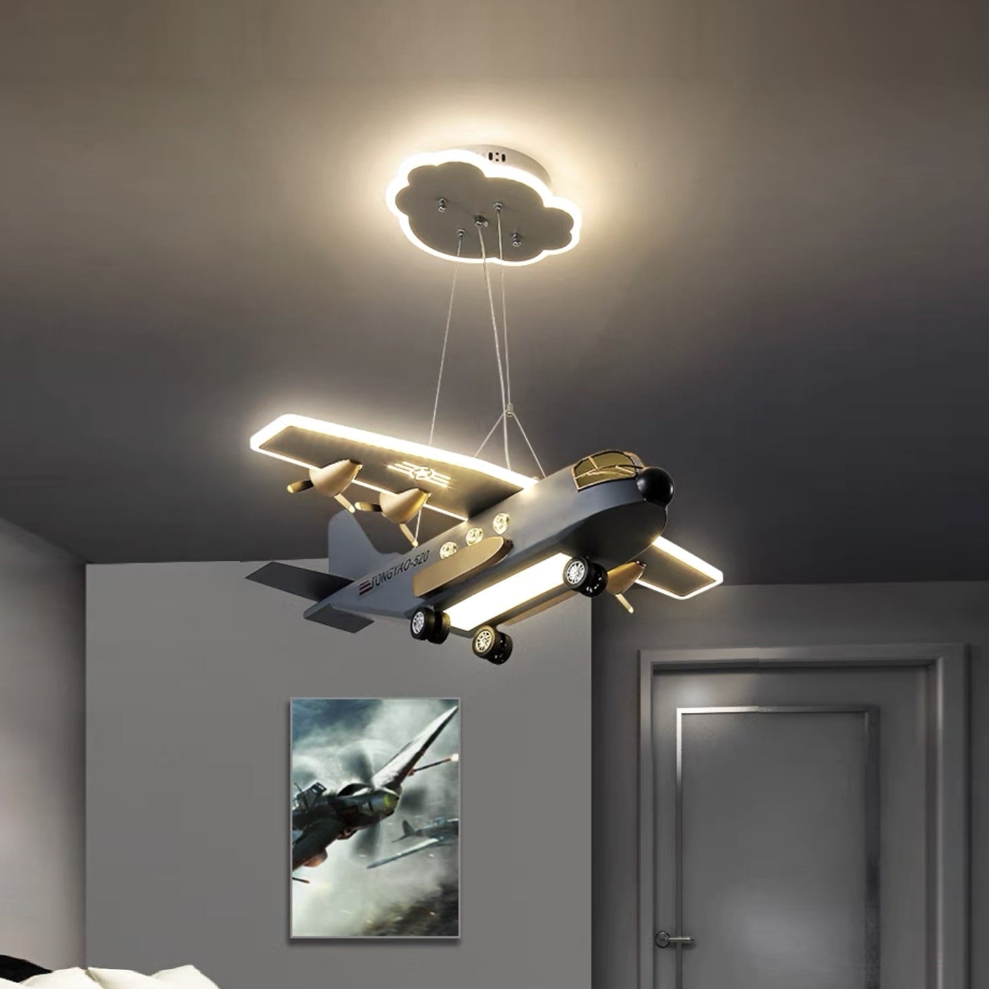 LED осветително тяло висящо War Plane еквивалент 300W
