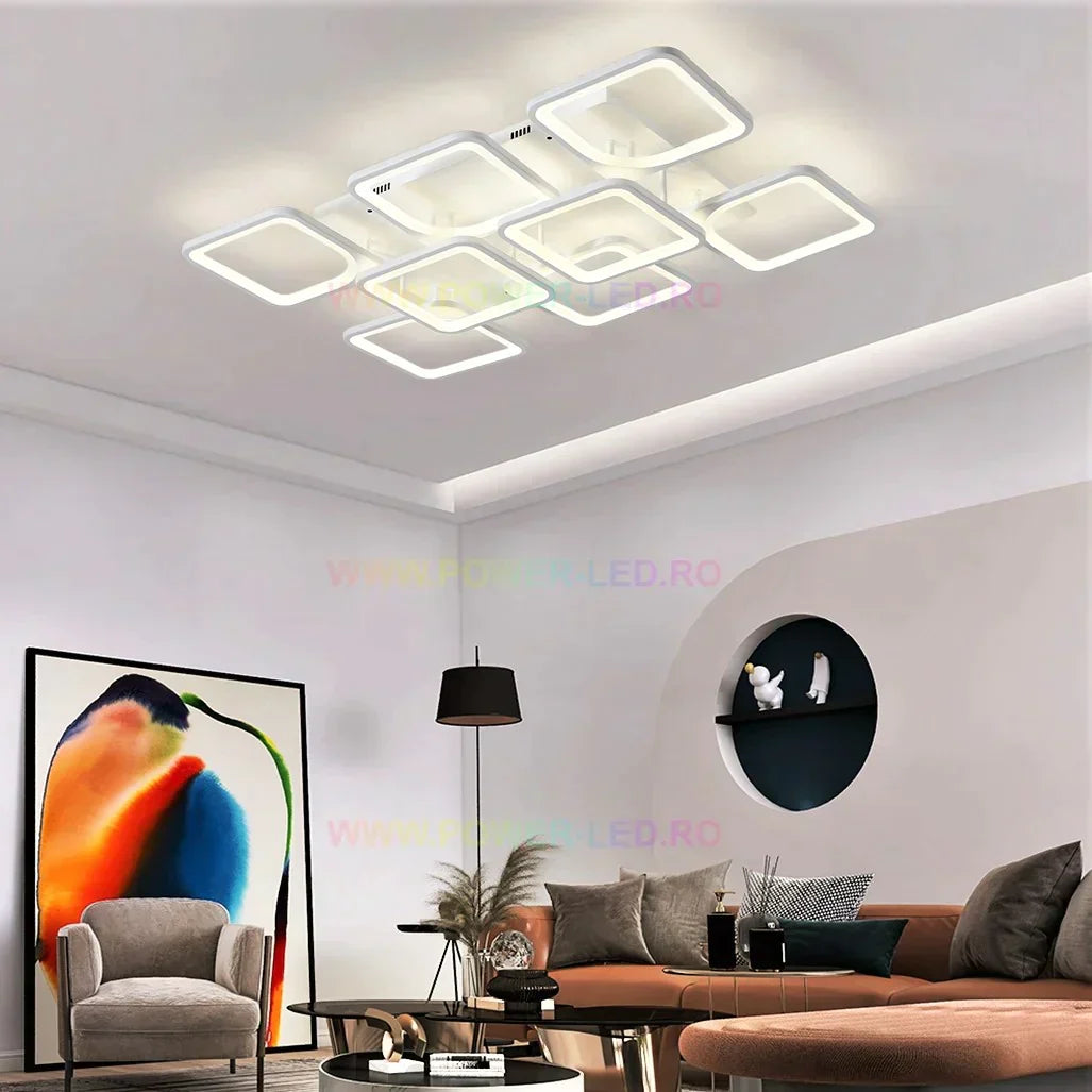 LED осветително тяло SQUARE SUPREM Бяло Еквивалент 1200W С дистанционно управление
