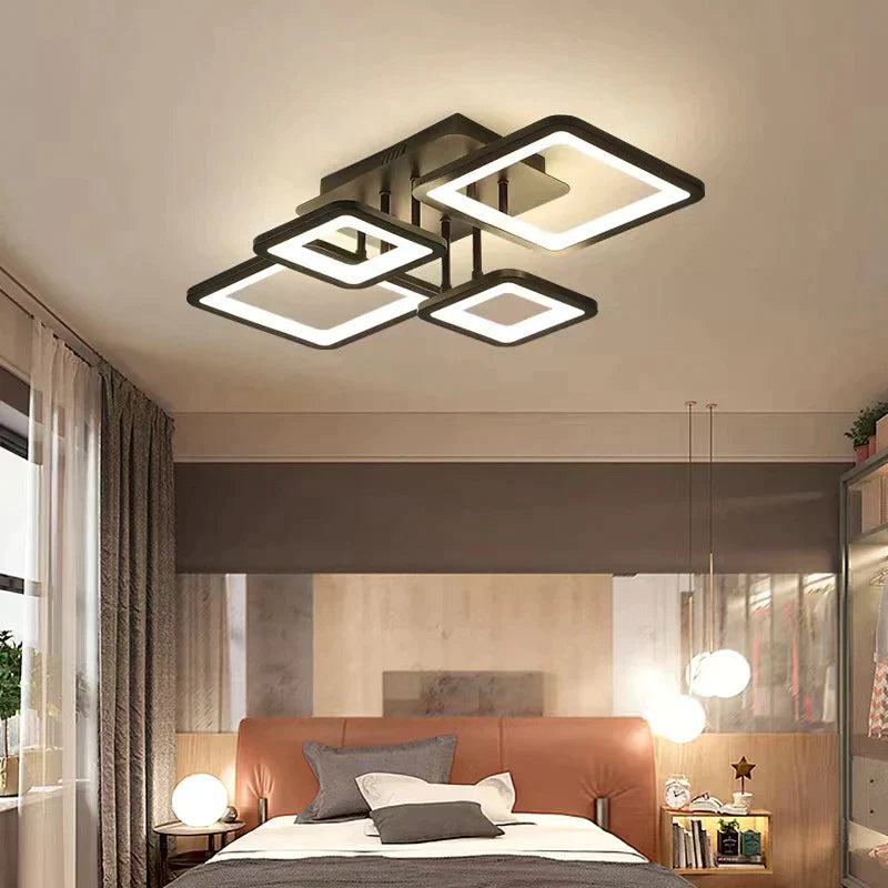 LED осветително тяло 2+2 SQUARE BLACK с дистанционно, еквивалент 500W