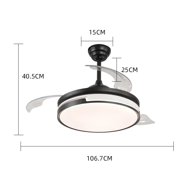Осветително тяло LED Summer Black с вентилатор, еквивалент 300W, с дистанционно