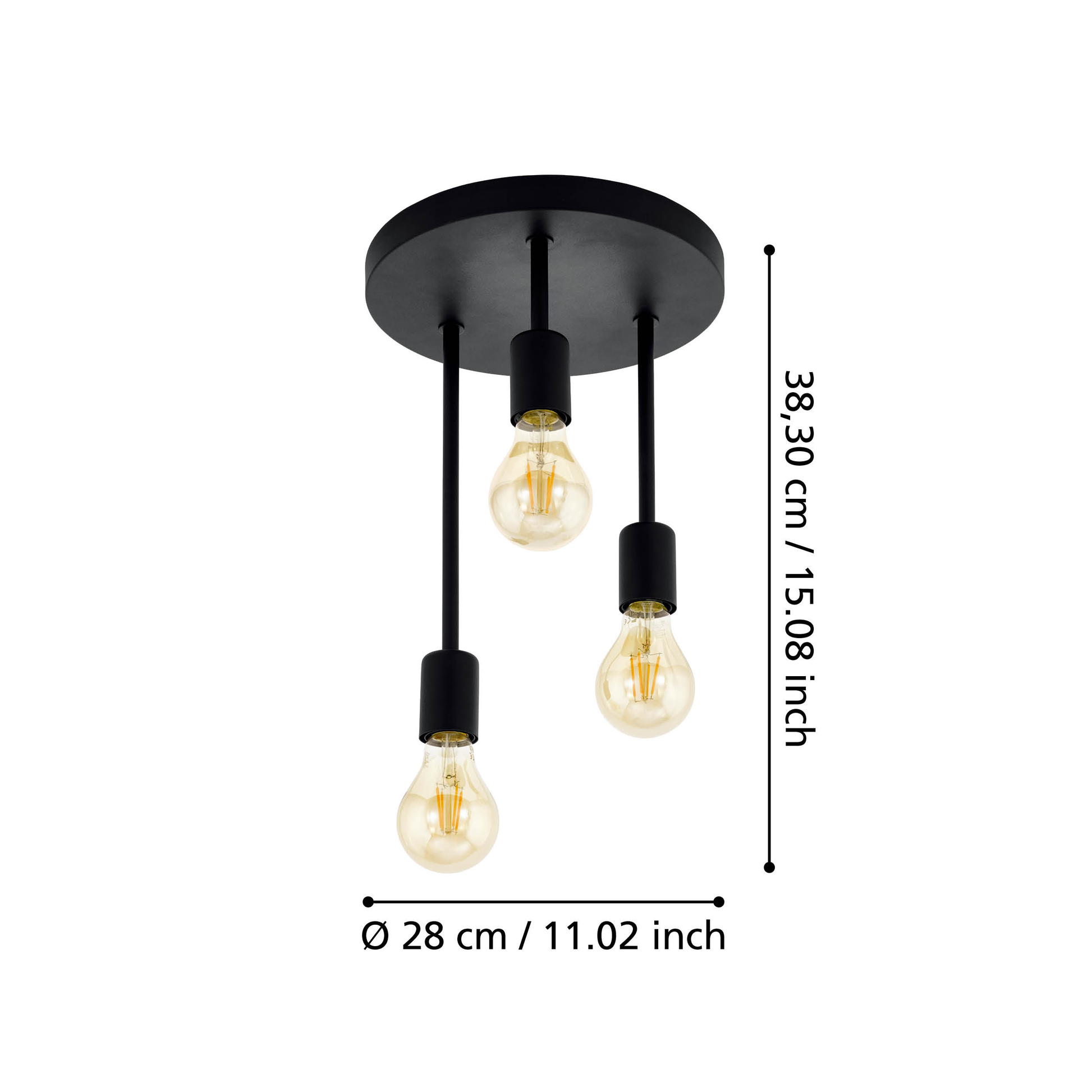 Осветително тяло винтидж WILMCOTE 3xE27 Black 43126