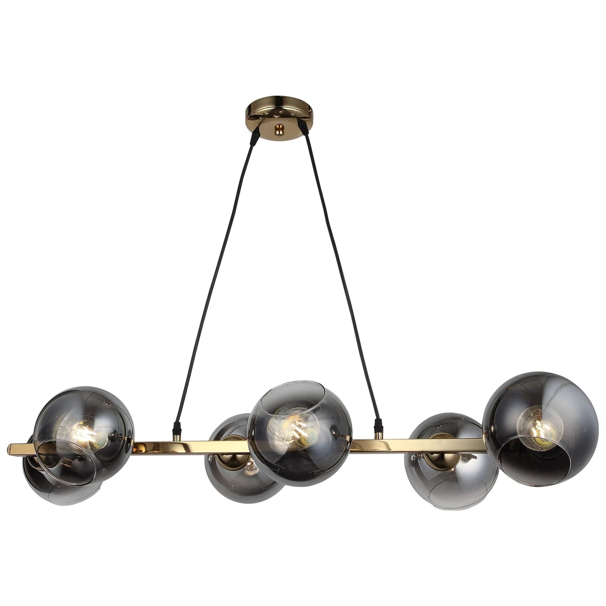 Lustra Abajur Fumuriu Gold Liniara 6Xe27 Mx401-6 Chandeliers