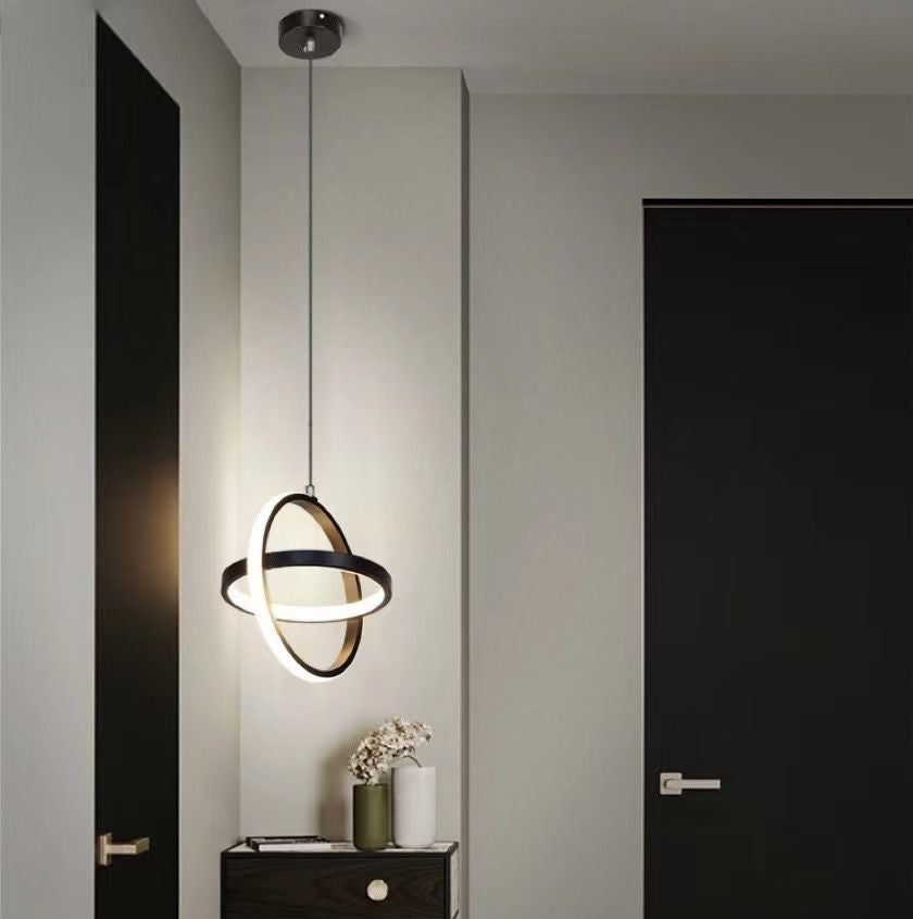 LED осветително тяло висящо INFINITY RINGS Black еквивалент 200W