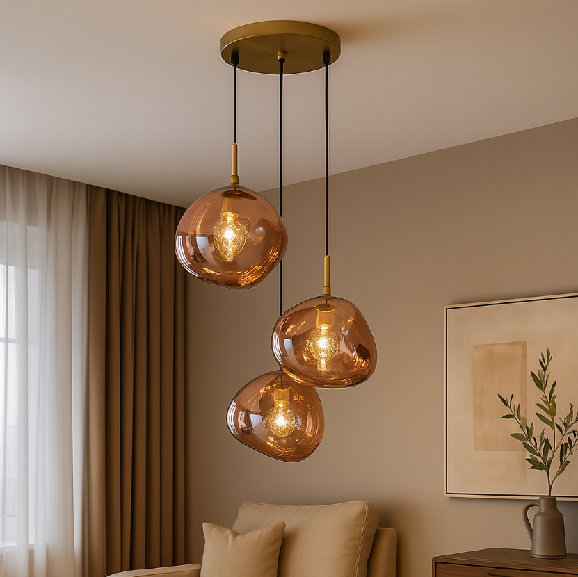 Lustra Abajur Suspendata Copper Orbs 3xE27 AURIE / SUSPENDATE Lighting Fixtures