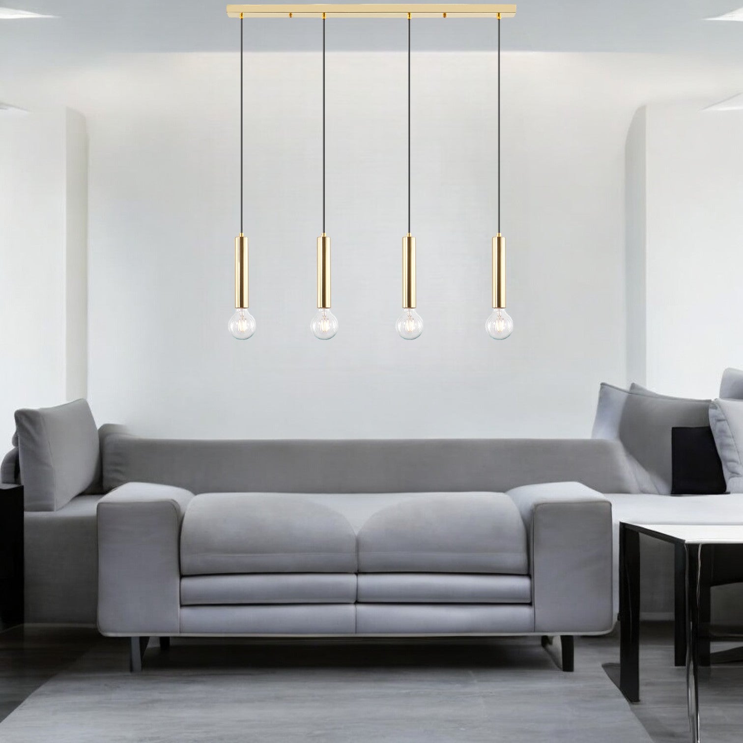 Окачено осветително тяло Exquisite Golden линеен държач 4xE27