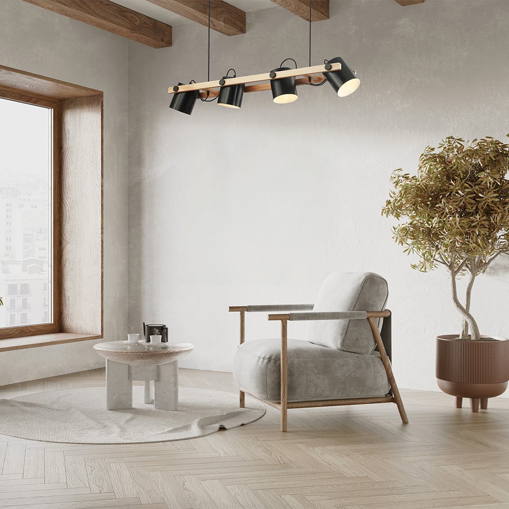 Осветително тяло Wood Delight, висящо, 4xE27, 100CM