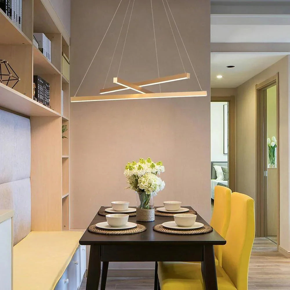 LED осветително тяло 3 Geometric GOLD LINES висящо Еквивалент 400W