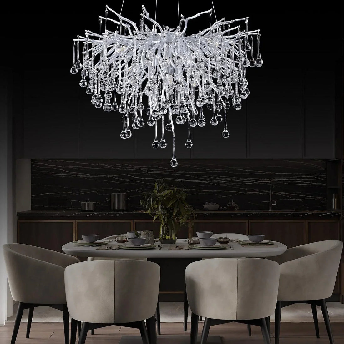 Полилей кристал LUXURY Silver Tears 45CM