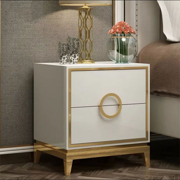 Нощно шкафче с 2 чекмеджета Luxury Line Goldilocks бяло