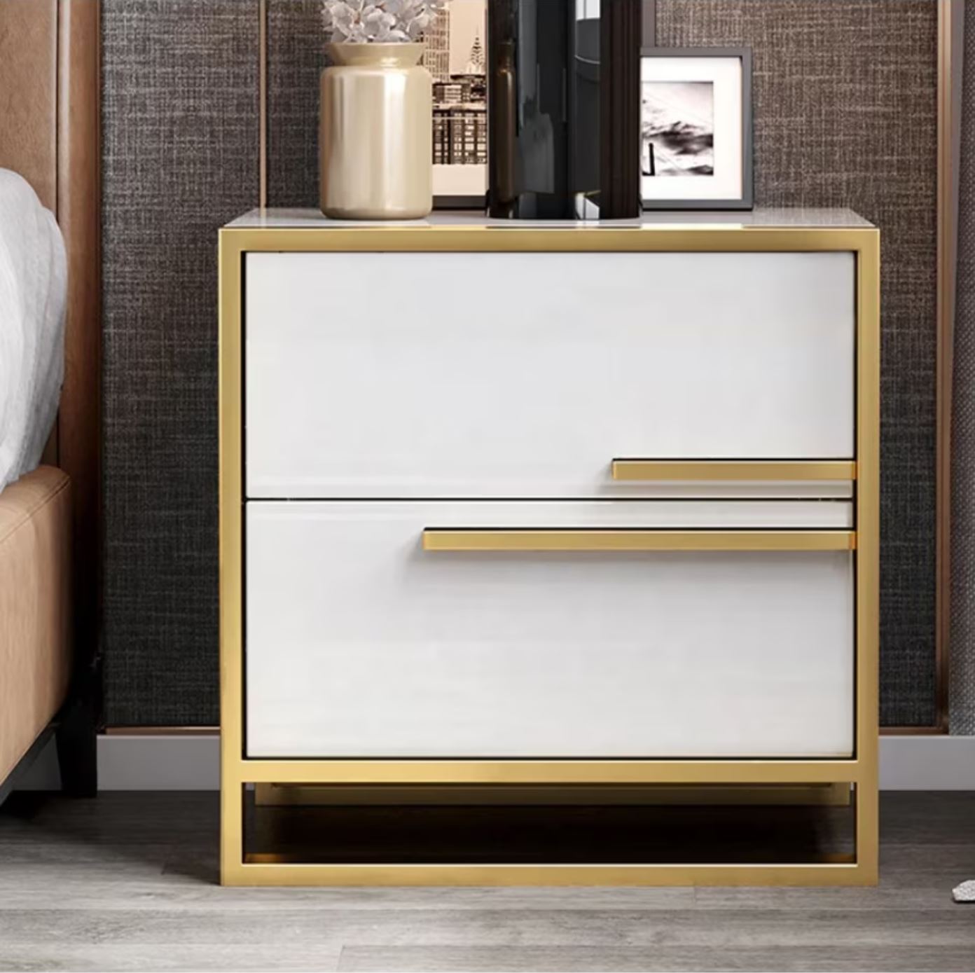 Нощно шкафче с 2 чекмеджета Luxury Line Simplicity бяло