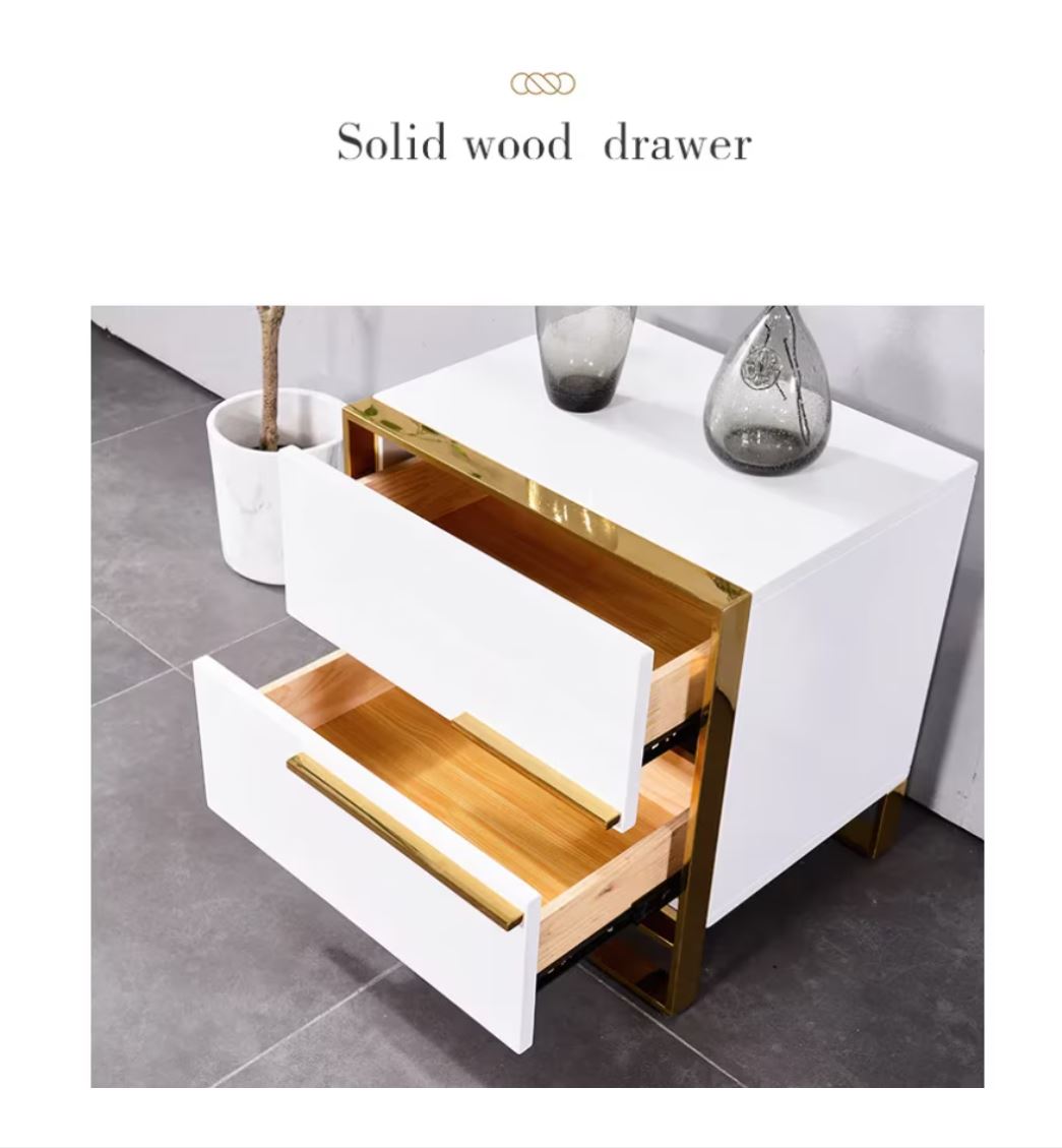 Нощно шкафче с 2 чекмеджета Luxury Line Simplicity бяло