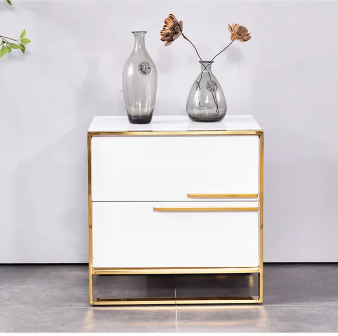 Нощно шкафче с 2 чекмеджета Luxury Line Simplicity бяло