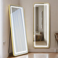 LED огледало с Touch 50x160cm свободностоящо златно с тъпи ъгли