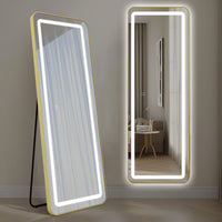 LED огледало с Touch 50x160cm свободностоящо златно с тъпи ъгли