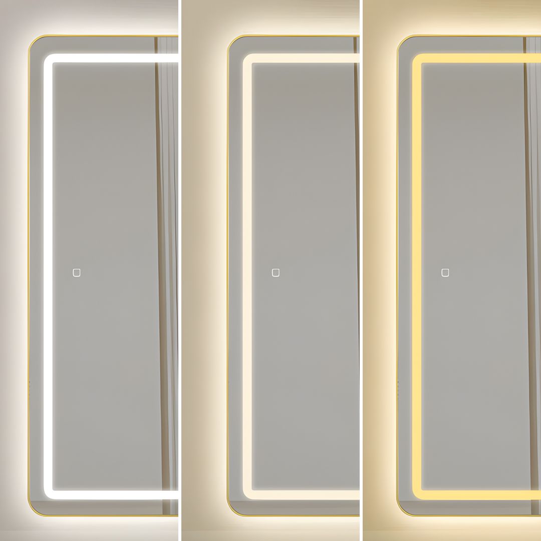LED огледало с Touch 50x160cm свободностоящо златно с тъпи ъгли