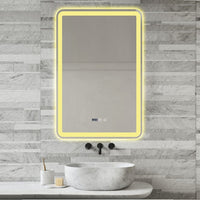 LED огледало 60x90cm с функция против замъгляване, часовник и 3 вида светлина J168