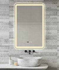 LED огледало 60x90cm с функция против замъгляване, часовник и 3 вида светлина J168