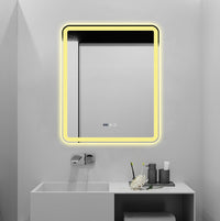 LED огледало 75x90cm с функция против замъгляване, часовник и 3 вида светлина J169