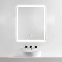 LED огледало 75x90cm с функция против замъгляване, часовник и 3 вида светлина J169