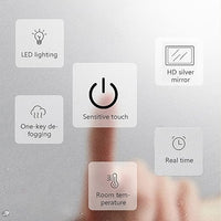 Кръгло LED огледало 80cm с функция против замъгляване, touch, две светлини и часовник J170