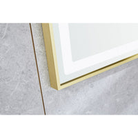LED огледало 100x65cm със златиста рамка, функция против замъгляване, Touch и часовник J21