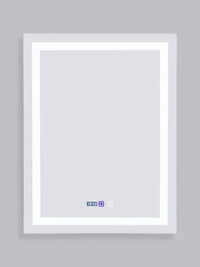 Правоъгълно LED огледало с часовник 60x80cm Две светлини J09-1