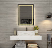 Правоъгълно LED огледало с часовник 60x80cm Две светлини J09-1