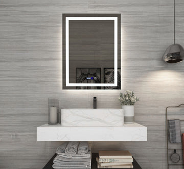 Правоъгълно LED огледало с часовник 60x80cm, функция против замъгляване и Touch J09