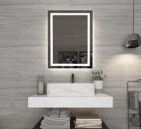 Правоъгълно LED огледало с часовник 60x80cm Две светлини J09-1